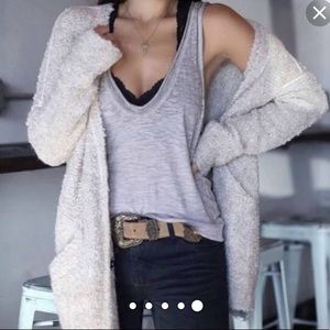 Free People Boucle Slouch Cardigan- Ivory